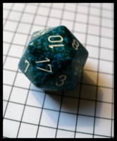 Dice : Dice - 20D - Blue and Black Speckles With White Numerals